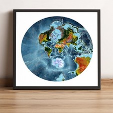 Mapa del Mundo, Mapa del Mundo de Proyección Estereográfica, Mapa del Mundo enmarcado en Relieve