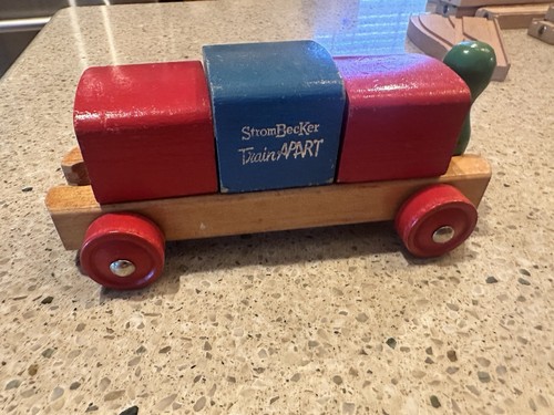 Vintage 1950's Strombecker Train Apart Wooden Train Set 19 Pc Lot As Pictured - Picture 20 of 21