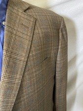 Brooks Brothers 45R Regent 3 Roll 2 Brown Blue Plaid sport coat Jacket Blazer