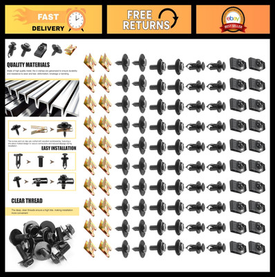 100 PCS Car Fender Bumper Splash Guard Clips & Rivets Kit, Universal Fasteners