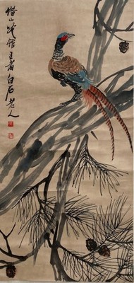 Ink and color on paper, signed with seal attributed to Qi Bai Shi