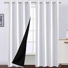 100 Blackout Curtains 52 x 84 Inches Long Thermal Insulated White Curtains w...