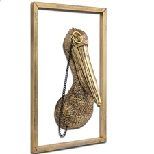 Vintage Gold Resin Animal Heads Wall Decor(Pelican,Gift Metal Frame)- Exquisi...