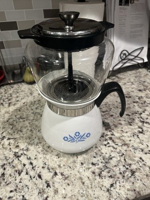 CorningWare 2 Quart Vintage Drip Coffee Maker P-118 Pyrex Top