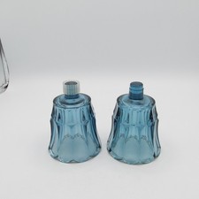 VOTIVE CUPS SET OF 2 HOMCO BLUE GLASS PANEL