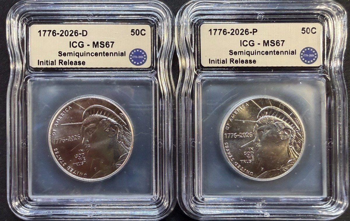 1776-2026 Enduring Liberty Half Dollar P D 2 Coin Set ICG MS67
