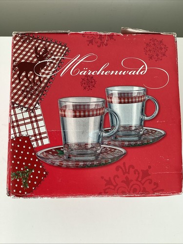 NUEVO EN CAJA Precioso MÄRCHENWALD Café Té Vasos Tazas Platillos Guinga Acebo Navidad - Imagen 24 de 24
