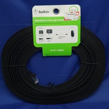 Belkin CAT5e Ethernet Flat Network Cable 50 Ft Black Gold Contacts New   