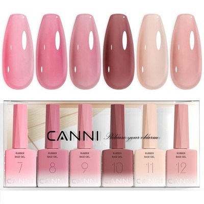 Rubber Base Gel Nail Polish Set- 6 Pcs 9 Ml Transparent Pink Rubber Base for ...