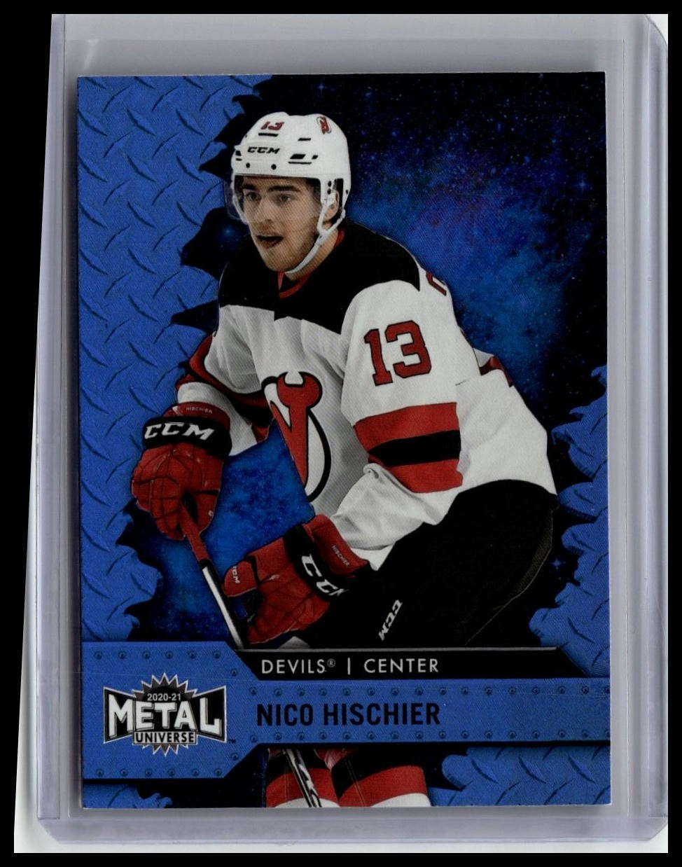 2020-21 SkyBox Metal Universe #100 Nico Hischier Spectrum Blue