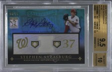 2010 Topps Tribute Relic Blue 4/75 Stephen Strasburg BGS 9.5 GEM MINT Auto r6j