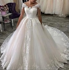 Vintage Half sleeve Wedding Dresses Princess A Line Appliques Ball Gown Luxury