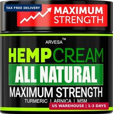 Natural Hemp Cream - Maximum Strength Gel - Hemp Cream with Arnica MSM 4oz