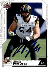 Chris Van Zeyl Signed 2020 Upper Deck CFL Football card Hamilton Tiger-Cats