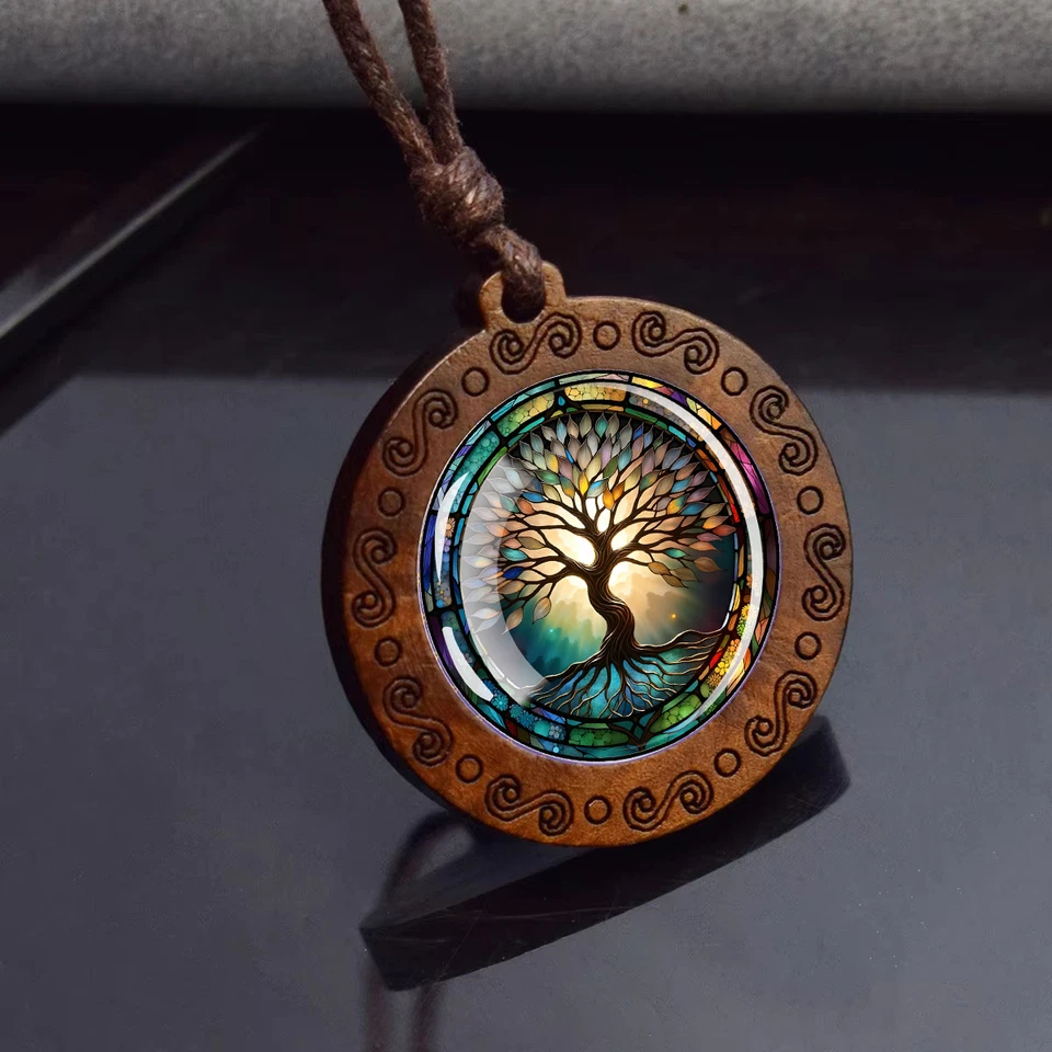 Classic Boho Tree Of Life Wooden Pendant Necklace Men's Women's Jewellery — 第 2/3 张图片