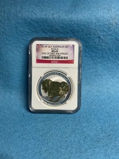 2014P GILT S$1 AUSTRALIA KOALA 1 Oz .999 SILVER NGC MS69 ONE OF 1st 500 STRUCK