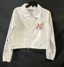 Primitive x Sailor Moon Women's White Cropped Windbreaker Coach Jacket Anime XS