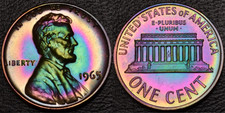 1965-P SMS Lincoln 1 One Cent Rainbow Toning (L55-3)