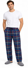 Nautica Men's Sleepwear Pajama Pants New XL Navy Blue Red White Plaid Drawstring