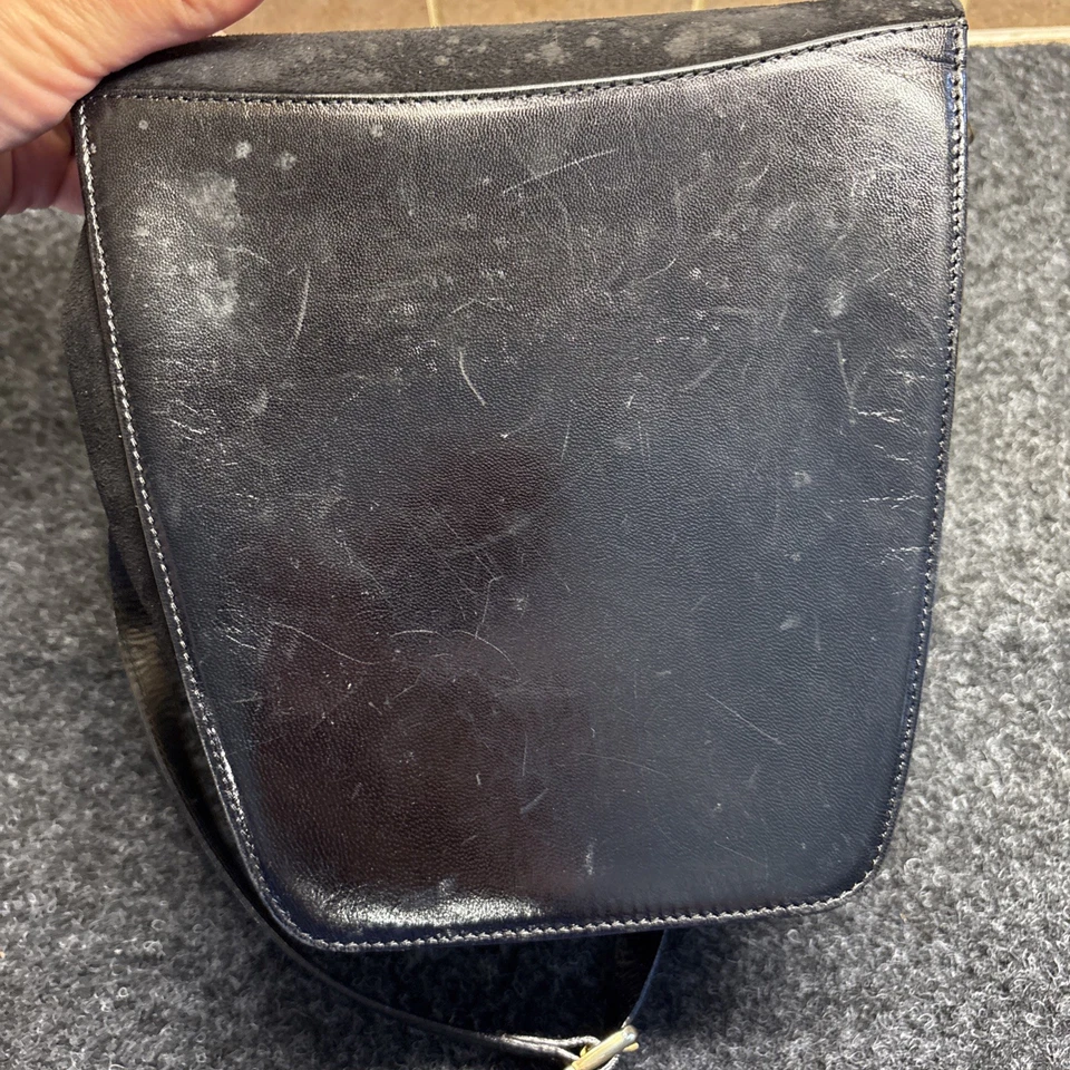 Bolso de hombro vintage Bruno Magli negro gamuza cuero italiano Foto 4 de 4