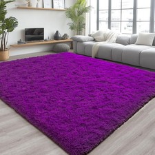 Chicrug 4x6ft Dark Purple Soft Plush Fluffy Shag Area Rug for Bedroom Living Roo