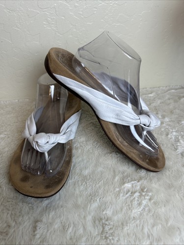 Vionic Pippa Sz 10 White Knotted Thong Sandals Comfortable Orthopedic