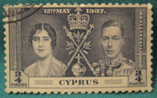 1937 Cyprus-King George VI Coronation-Used Single-Light Cancel