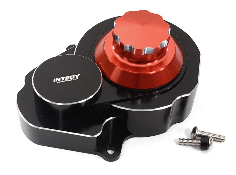 Billet Machined Alloy Gear Cover for Traxxas 1/10 Slash 2WD - Black/Red 3792