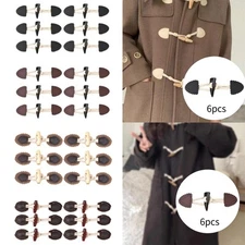 6x Toggle Buttons Stylish Horn Buttons for Windbreaker Woolen Coat Jacket