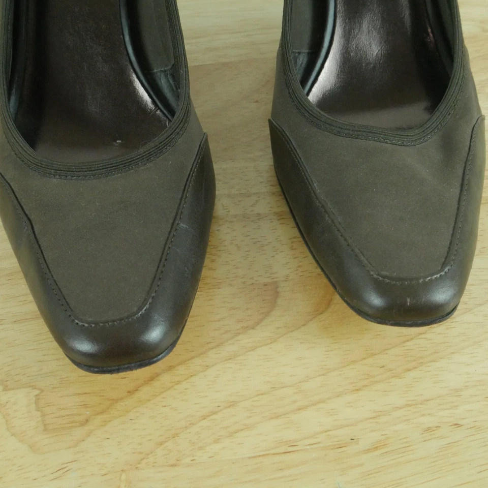 复古 Y2K 8 中跟棕色绗缝面料鞋前卫办公室警报器 — 第 4/4 张图片