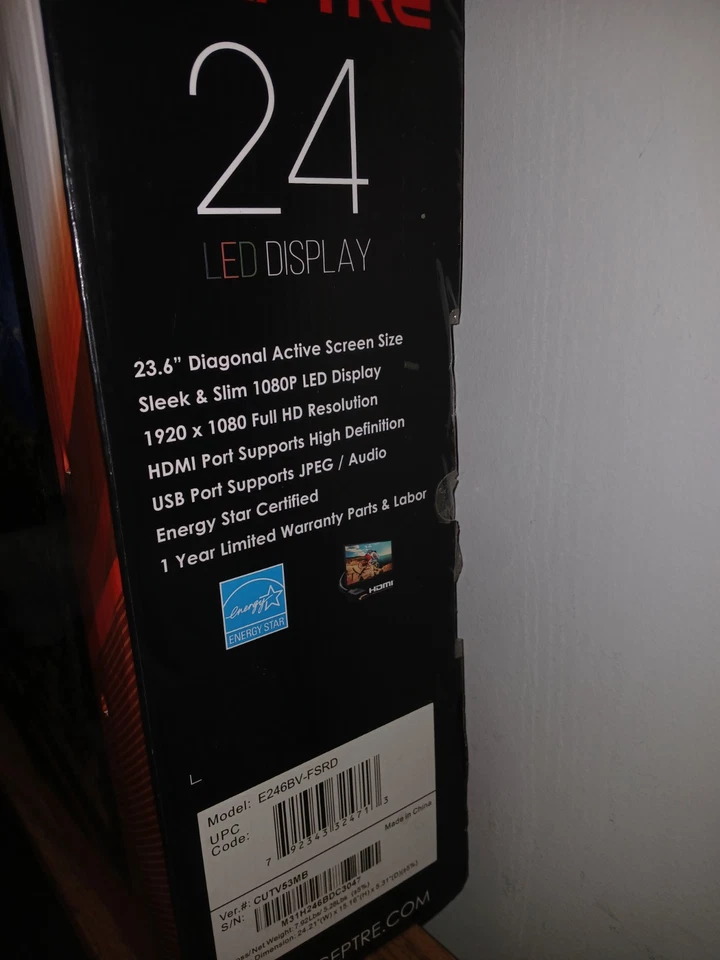 Sceptre E246BV-FMQC 24" 1080p HD LED TV - Black - Image 2 of 3