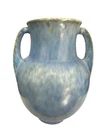 Vintage Roseville Pottery Tourmaline Double Handled Vase Blue & Green 6” EUC