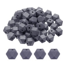 50pcs 16mm Deep Gray Geometric Wood Beads 3.3mm Large Hole for Jewelry Making