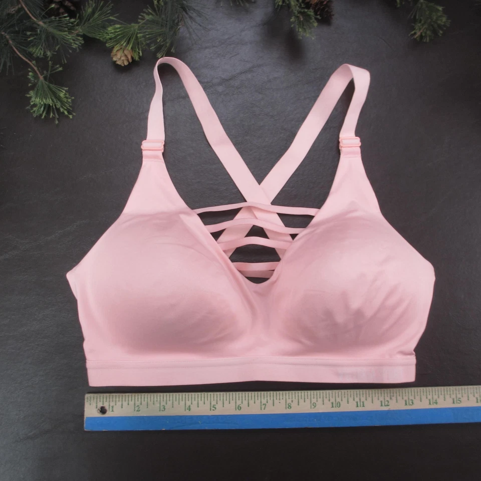 Victoria Sport Sports Bra Womens 36D Pink Strappy Lattice Crossback Adjustable - Image 2 of 4