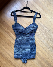 Vintage 50s 60s Swimsuit Bathing Suit by Jantzen, Abstract Black Grey, Size M/L