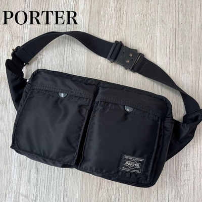#ad Porter TANKER Black Waist Bag Unisex 15cmx23cmx4.5cm Crossbody Used $187.25