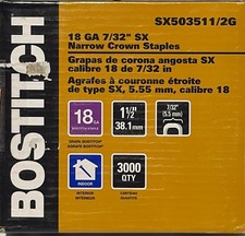 Bostitch 1-1/2-in Leg x 7/32-in 18 Gauge Finish staples 3000 Per Box SX503511/2G