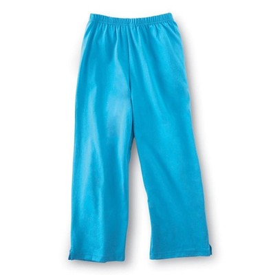 Collections Etc Women's Cotton Knit Cropped Capri Pants with Elastic Waist, Whit