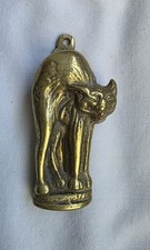 Cheshire Cat Brass Door Knocker Vintage Funny Arched Back Scarey Grinning Cat