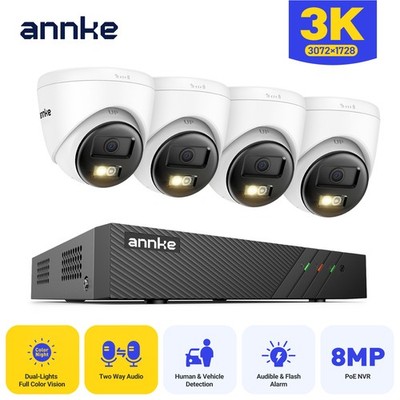 ANNKE 8CH 8MP NVR 5MP POE Security IP Camera System Color Night Two Way Audio AI