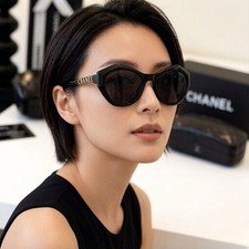 Chanel 23525 Letter Logo Cat Eye UV Sunglasses 53-20-140