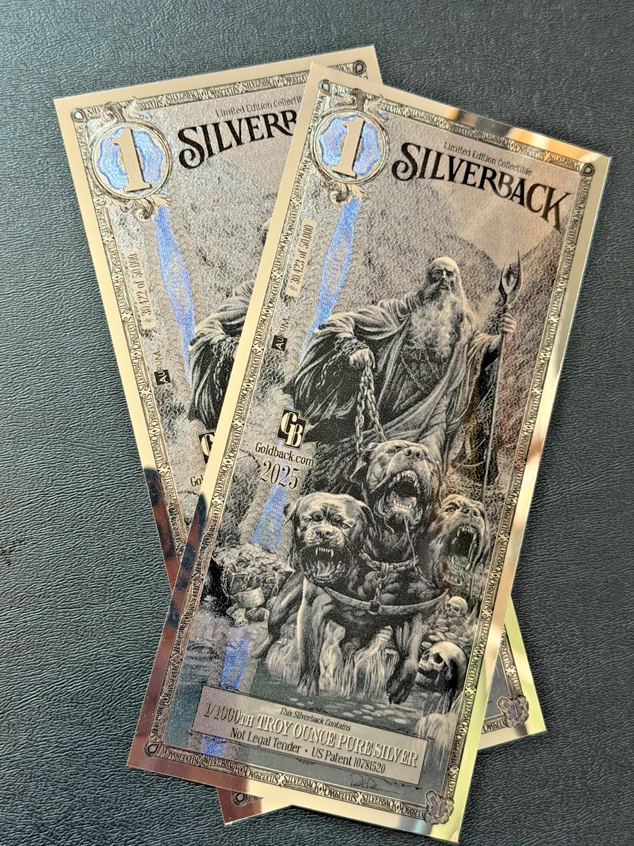2X Silverback Hades Olympus 1/1000 OZ .999 Silver Note Limited