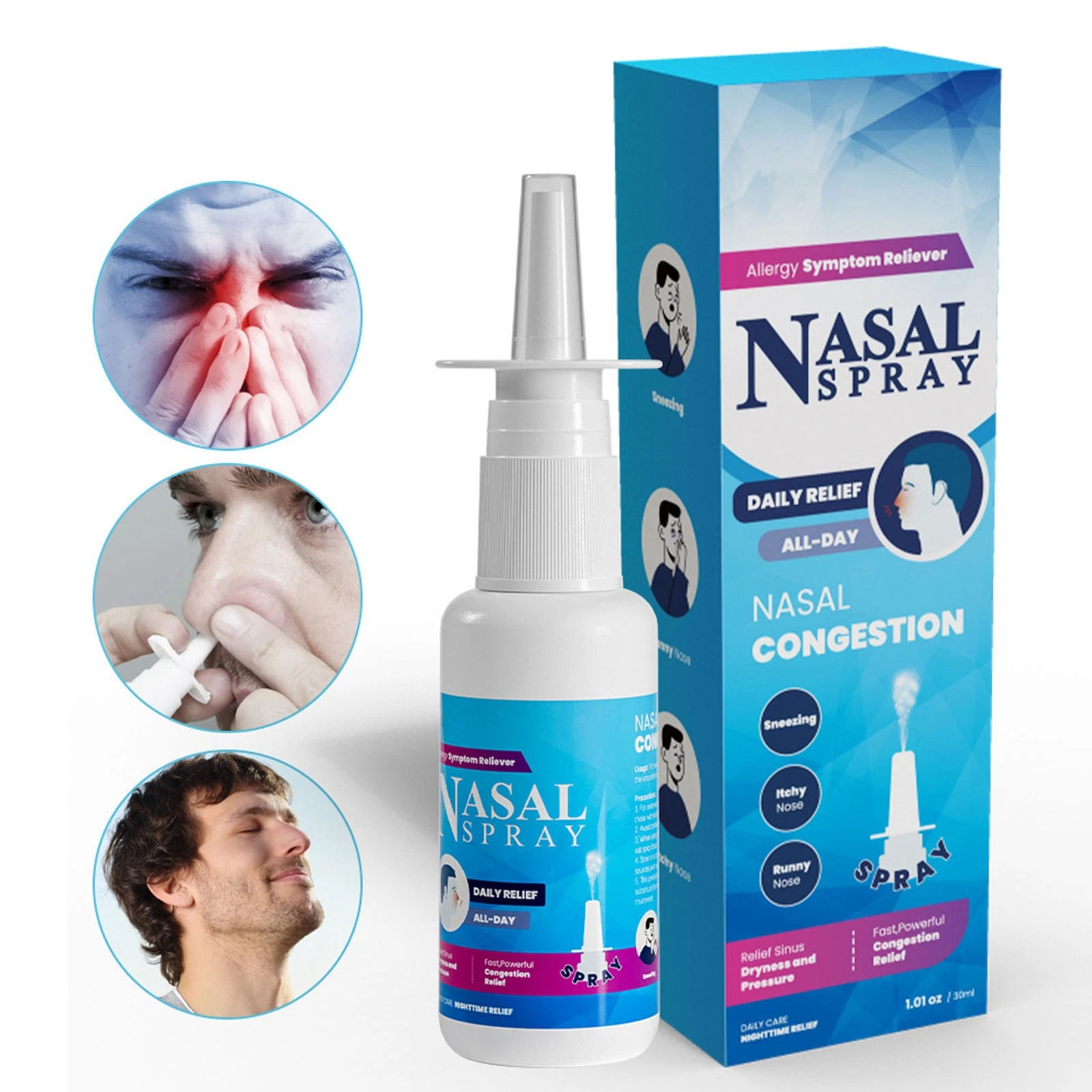 2 шт. спрей от заложенности носа, уменьшает отек, облегчает аллергию, назальный насос-спрей MAI - Изображение 17 из 24