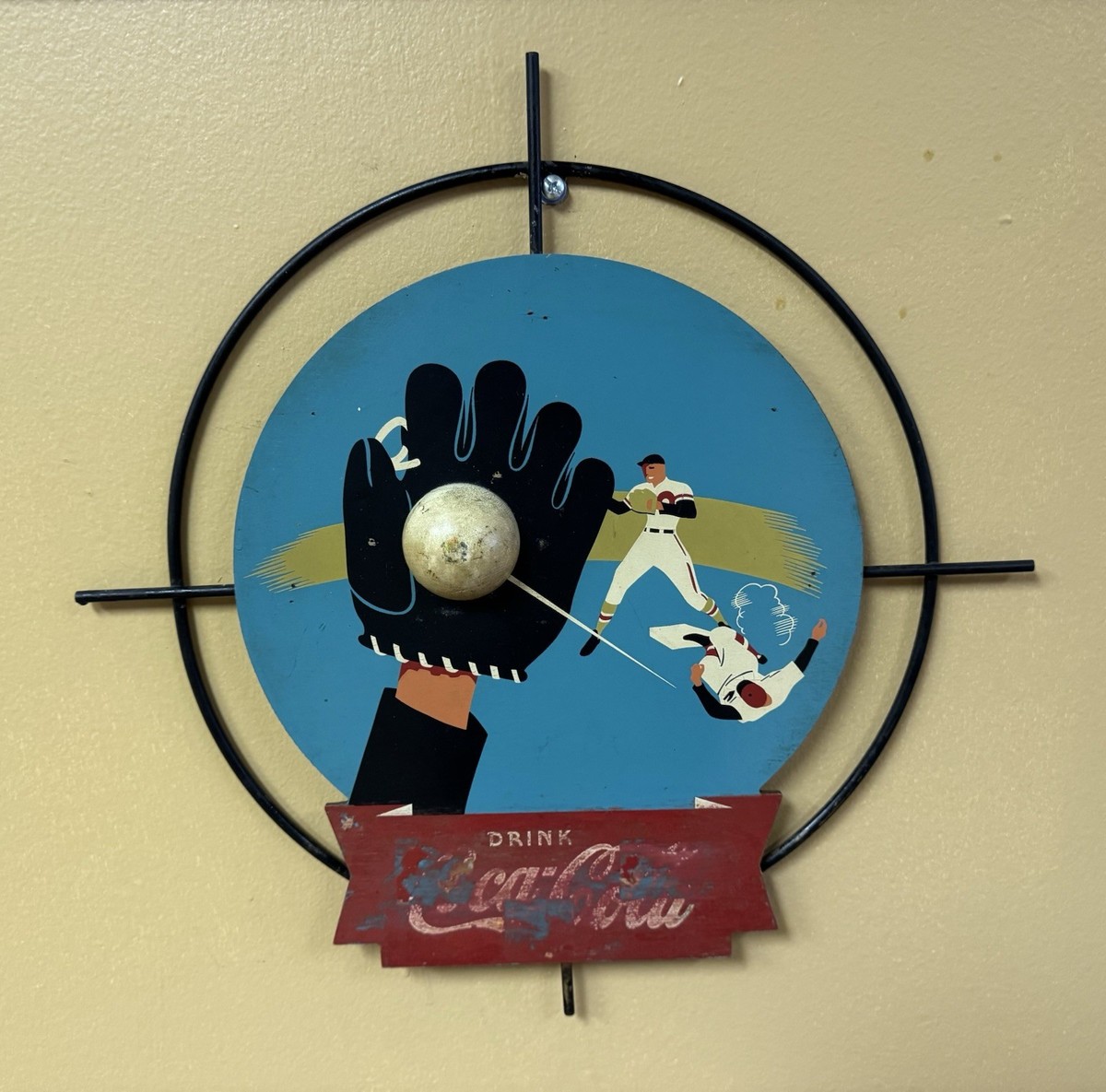 1930s Coca-Cola Kay Displays 3D Baseball Wooden Sign Original