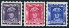 Philippines 519-521, lightly hinged. Mi 480-482. General Douglas MacArthur, 1948