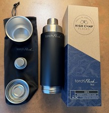 High Camp Torch Flask, Stainless Steel Black, 9 oz Brand New w/ Bag & Box