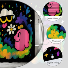 Cute Colorful Shower Curtain with Kirby and Fun Designs
