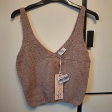 Oh Polly Brown Fluffy Crop Top Vest L (14)