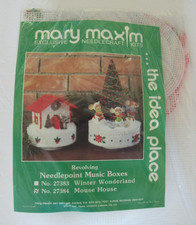 NIP Mary Maxim Revolving Music Boxes #27384 Mouse House Complete Christmas Kit