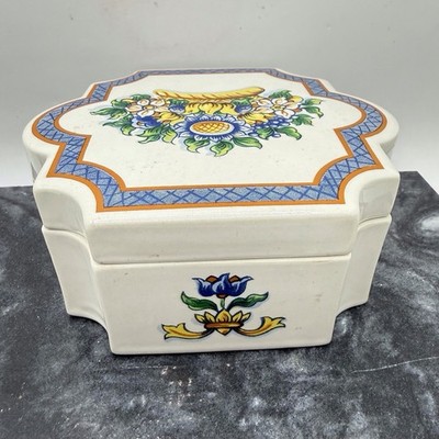 Vintage Elizabeth Arden Trinket Box Roma Al Fresco 1983 Arabesque Floral Storage